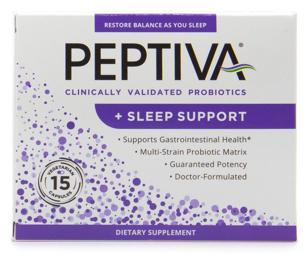 Peptiva 26 milijarda CFU probiotika in podpora za spanje - klinično potrjen multi-sev probiotik - Lactobacillus in Bifidobacterium, Melatonin - 15 Count