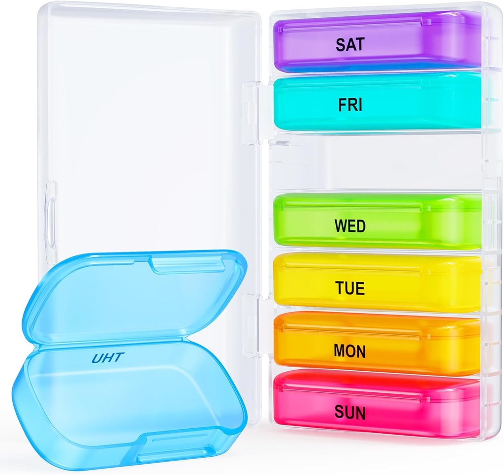 ZIKEE 7 Packs Ekstra velike tablete Organizator, Prenosne tablete Box 7 dan za žep, torbica, Tedenska tableta primeru z dvojno zaščito oblikovanje, Tablete vsebnik za zdravila, vitamin, ribje olje, dodatek