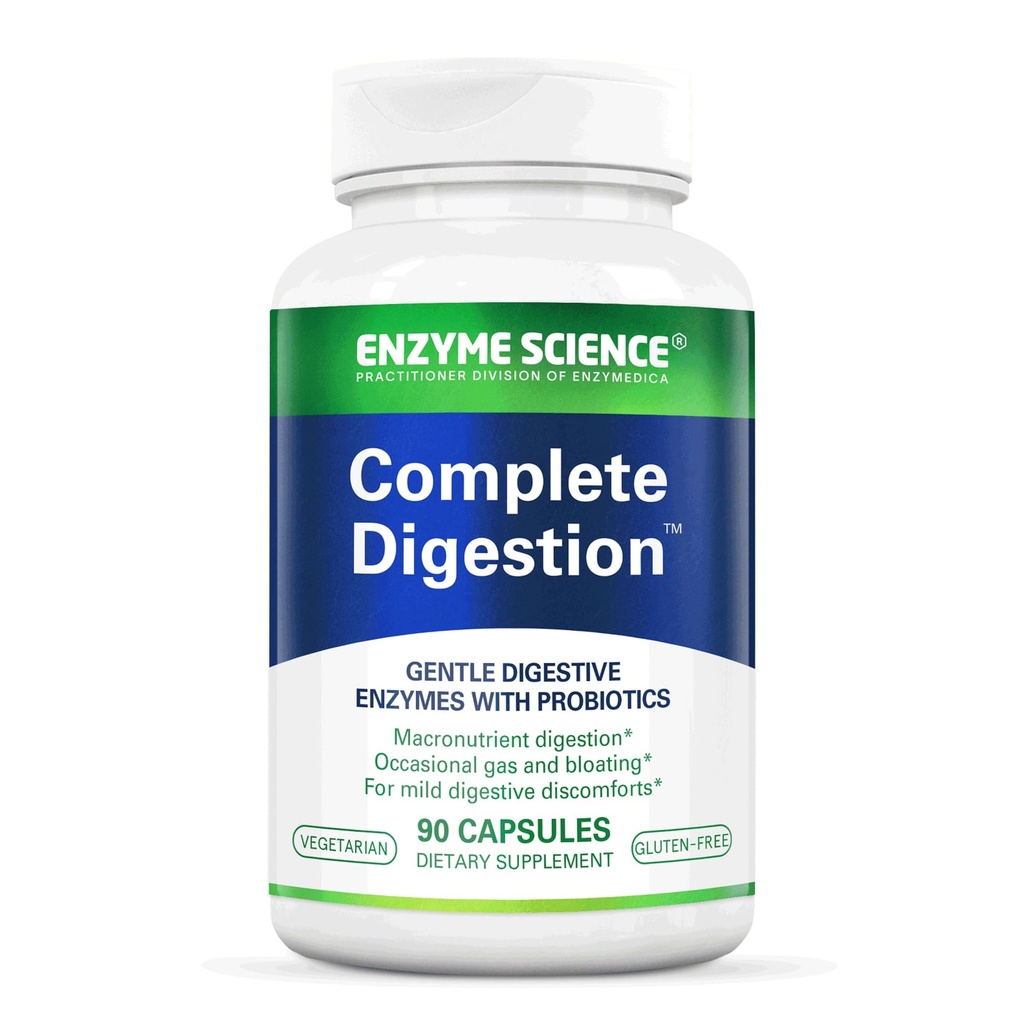 Enzyme Science - popolna prebava, popolna podpora za prebavno zdravje in pomoč pri zmanjševanju plina, napenjanje, prebavne motnje in nepravilnost s 125 milijard CFU probiotiki, vegetarijanci, 90 kapsul