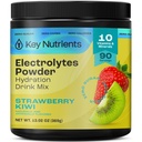 KLJUČNI HRANILCI Multivitaminski elektroliti v prahu Brez sladkorja - Juicy Jagoda Kiwi Elektrolit v prahu - Endurance & Energy Supplement - Hidracija v prahu - Brez kalorij - 90 Serving - Izdelano v ZDA