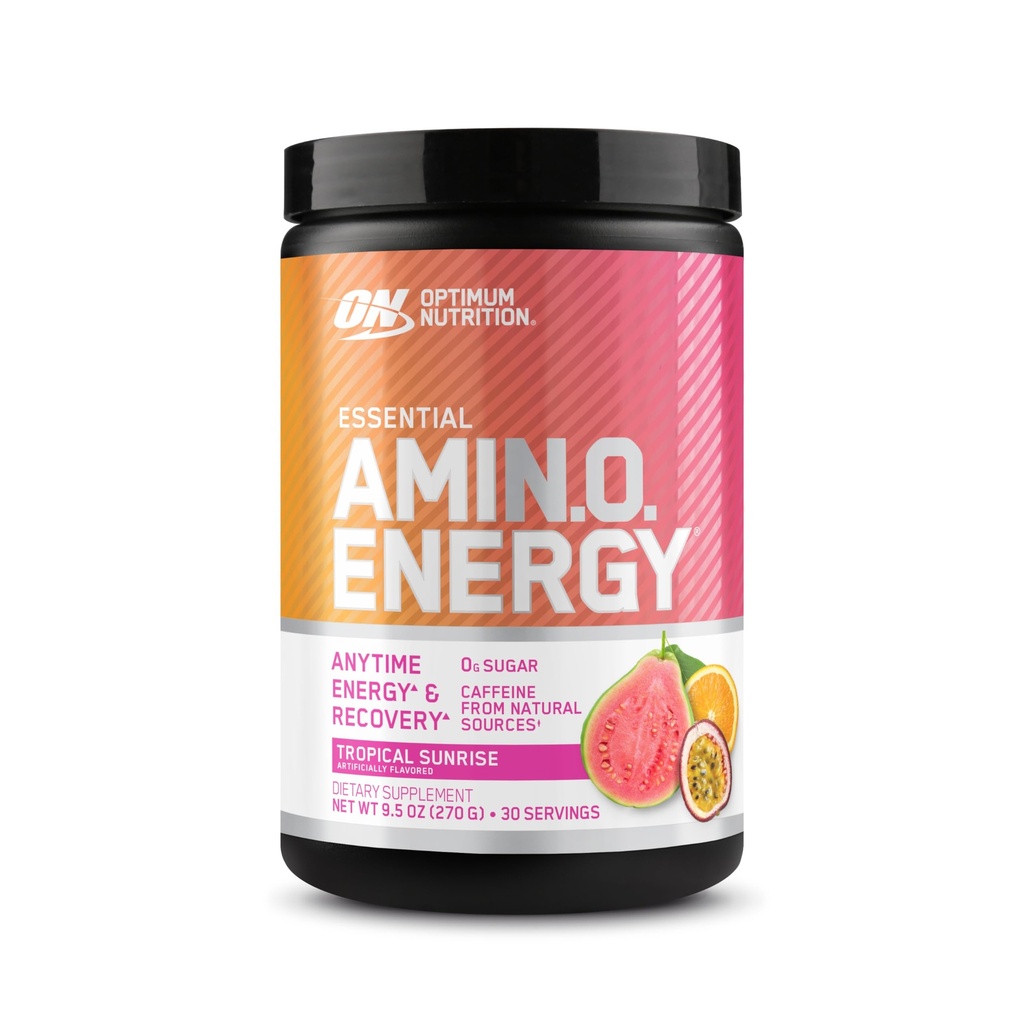Optimum Nutrition New Flavor Amino Energy - Pred treningom z zelenim čajem, BCAA, Aminokisline, Keto Prijazno, Izvleček zelene kave, Energy Powder - Tropical Sunrise, 30 Serving (Packaging May Vary)