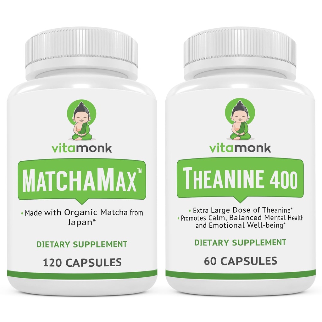 VitaMonk MatchaMax Matcha Kapsule & L-Theanine 400mg - Povečajte energijo in izboljšajte fokus