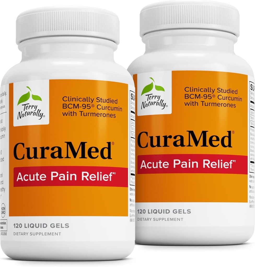 Terry Seveda CuraMed Akutna bolečina Relief - dodatek z BCM-95 Curcumin & BOS-10 Boswellia - Black Sezamovo olje za podporo Olajšanje občasnih neprijetnosti - 120 tekoči geli (Pack od 2)