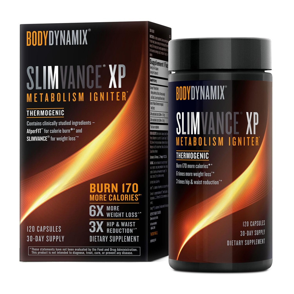 Slimvance XP Presnova Vžigalnik, Botanična dietna podpora, Napredno Termogenik, Burn Več Kalorije, Teža & Maščoba Izguba, Energija, Fokus, za moške in ženske, Proven sestavine & kofein, 120 Count, 30 SVG