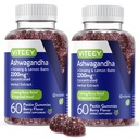 Viteey Ashwagandha Gummies z Ginseng & Lemon Balm - Mood, Calm & Stres podpora Ashwagandha dodatki - Vegan, Gluten-free - 120 grof