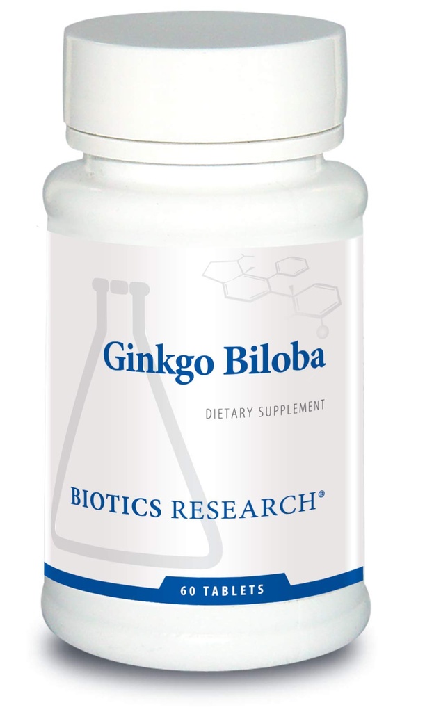 Biotics Raziskave Ginkgo Biloba Standardizirali 24% Ginkgo Biloba Odstotek Extract, Možganski dodatek, Nootropic, Focus, Energija, Spomin, zdravo staranje. 60 Tablete