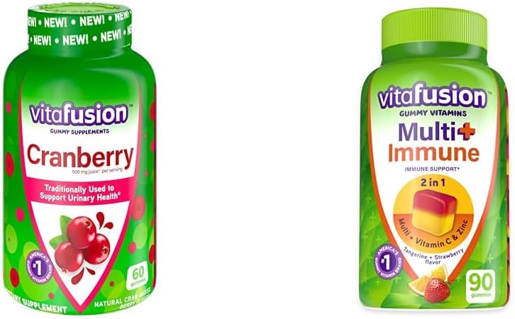 Vitafusion Cranberry Gummies za ženske 500mg in multi+ Imunska podpora Gumies z vitaminom C Cink Daily Multivitamini 90 Število