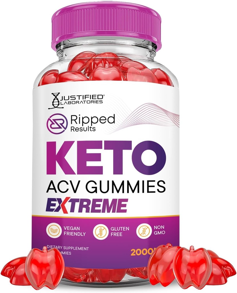 Upravičeni Laboratories Ripped Rezultati Keto ACV Gummies Extreme 2000MG Ripped Rezultati Keto Gummies Apple Cider Vinegar Oblikovan z Granit Beet Juice v prahu B12 Vegan Non GSO 60 Gummys