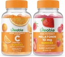 Življenjski vitamin C 750mg + Melatonin 10mg, Gummies Bundle - odličen okus, Vitamin dopolnilo, Gluten brezplačno, GSO brezplačno, Žvečljivi Gummy