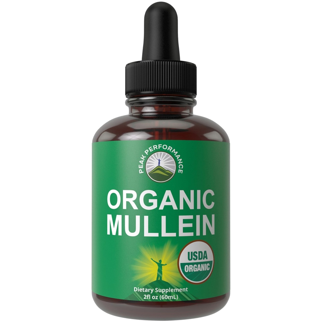 USDA Organic Mullein Leaf kapljice za pljuča, zdravje dihal, detox, čiščenje. Visoka biološka razpoložljivost za ženske, moške, otroke. Tekoča tinktura. Pljuča, kašelj, preobremenjenost. Vegan, nični sladkor