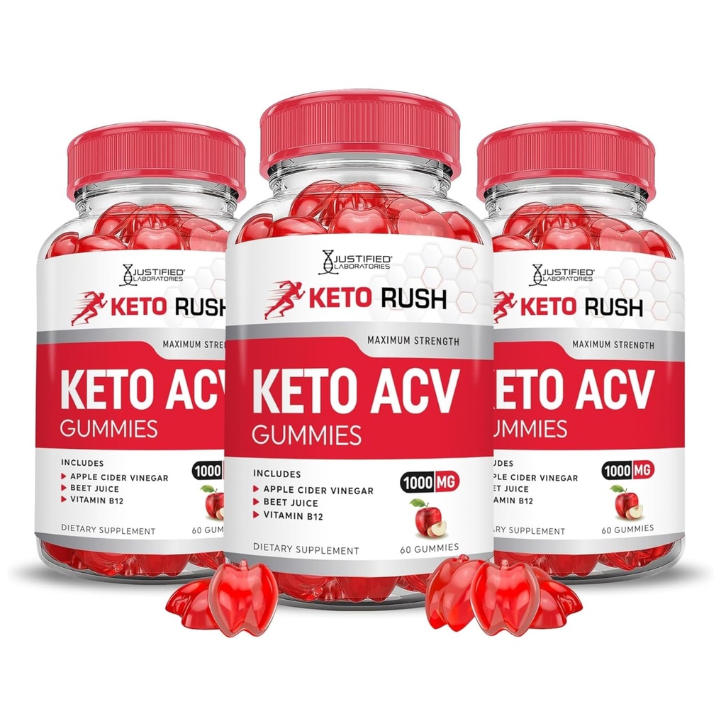 Upravičeni laboratoriji (3 Pack Keto Rush Keto ACV Apple Cider Vinegar Boost Oblikovana z Granatna pesa sok v prahu B12 Vegan Non GSO 180 Gummies