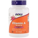 Now Foods Vitamin A, 25000 IU iz ribjega jetrnega olja, 250 Softgels (paket z 2)