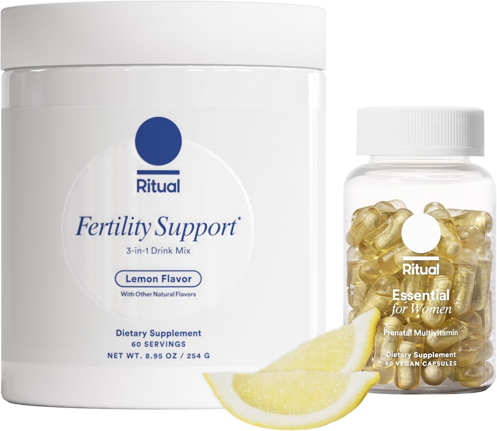 Ritual Preconception Bundle: Bistveno za ženske Prednatalni multivitaminski in limonino plodnost podporo pijača Mix dodatek z NAC, CoQ10 in Myo-Inositol. Veganska in oblikovana za podporo.