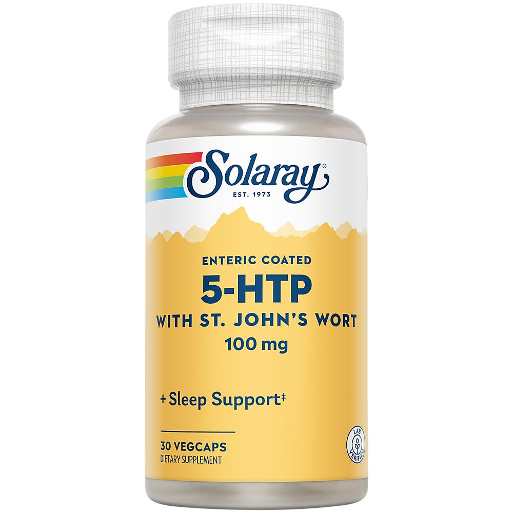 SOLARAY 5-HTP Plus šentjanževka - 30 enterično obloženih kapsul - 100 mg - 30 serviranja