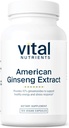 Vital Nutrients - ameriški ginseng - energijska podpora - mentalna in fizična vzdržljivost - 100 vegetarijanskih kapsul na steklenico - 250 mg