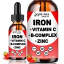 Tekoči železovi dodatki w/vitamin C, A, B-kompleks, Veganske železove kapljice Visoka moč Tekoči vitamin in železovi dodatki za ženske, moške in otroke -Podpora rdeče krvne celice, energija, anemija in utrujenost