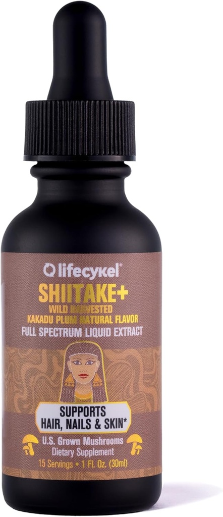 Lifecykel - Izvleček šitake gob s Kakadu Plum - Napredno ekološko goba dodatek za lase, nohti in kožo - Potent Vitamin C Imune Boost za odrasle - 1 Fl Oz