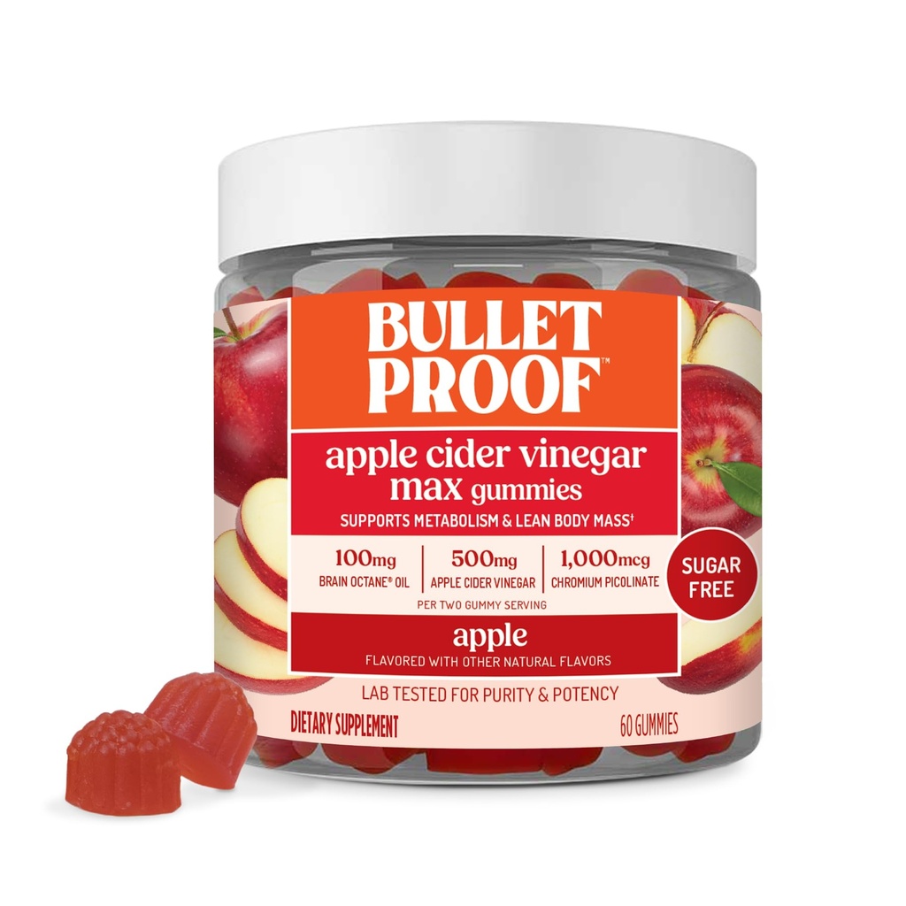 Neprebojni Apple Cider Vinegar Max Sugar-free Gummies, 60 Count, Keto dodatek za Cravings, Podpira Presnova
