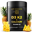 Vitamin D3 K2 Gummies 10000 i.e. s kalcijom 100mg - VIT D3 za odrasle - Mk7 Vitamin K2 100mcg - Vitamin D dodatek za moške in ženske - Vegan Gluten prost Ne-GMO