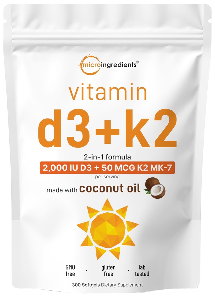 Mikro sestavine Vitamin D3 2.000 i.e. + K2 MK-7 50 μg, 300 Softgels 