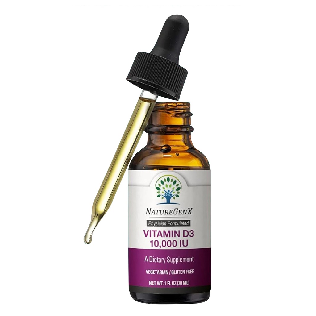 Tekoče kapljice vitamina D za odrasle: Vegan D3 10000 i.e. za imuno podporo in dodatke za moč kosti, brez GMO in glutena tekoči vitamin D za ženske in moške, 30 ml, 30 odmerkov