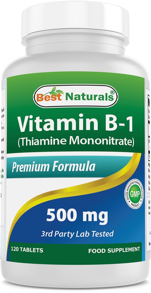 Best Naturals Vitamin B1 kot tiamin mononitrat 500 mg 120 Tablete (120 število (Pack of 1))