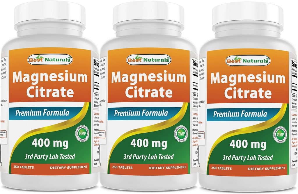 Najboljši naravni magnezijev citrat (Citrato de Magnesio) 400mg 250 tablet (400 mg elementarnega magnezija na 2 tableti) (3)