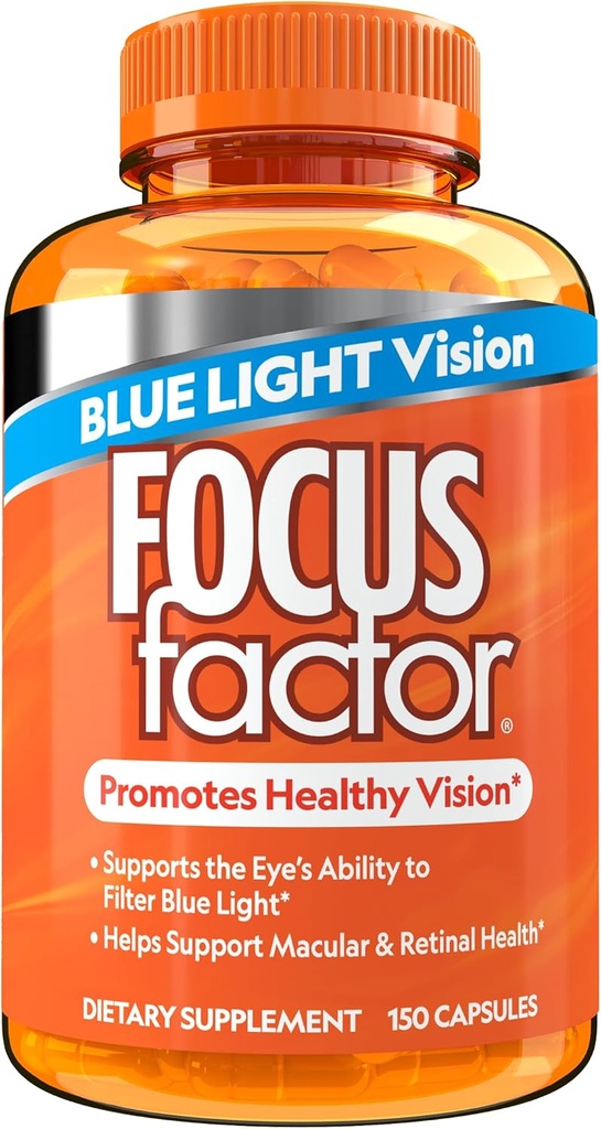 Fokus Factor Blue Light Formula (150 Count) - Eye Vitamini z modro svetlobo Filtracijska podpora - Lutein in Zeaksantin Dodatek z vitaminom C, Vitamin E, Lutemax 2020® - Spodbujanje zdravja oči