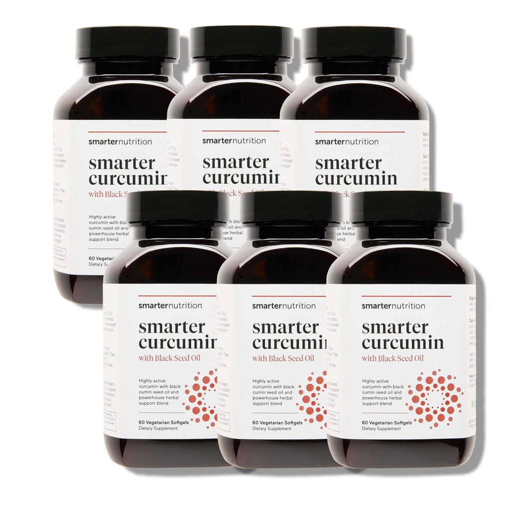 Smarter Nutrition Curcumin Softgels - Veganska visoka absorpcija 400 mg Curcumin dopolnilo standardizirano na 95% tetrahidrokurkuminoidi + črno olje semena in ingver za skupno in imuno zdravje - 360 Ct