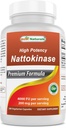 Best Naturals High Potency Nattokinase 4000 FU na serviranje/ 200 mg na serviranje, 240 Vegetarainove kapsule. Brez glutena.