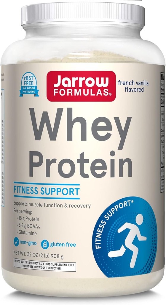 Jarrow Formule sirotkine beljakovine z 18 g beljakovin, 3,8 g BCAA, & glutamin, prehranska dopolnila za mišično funkcijo in podporo za okrevanje, 32 oz Vanilla arome v prahu, približno 36 dnevna dobava
