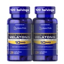 Puritan's Pride Premium Super Jakost Melatonin 10mg Pomoč za spanje, Prehranska dopolnila za zvok, Pomirjujoče, & Daljše spanje podpora, 4 mesečni zaloge, 120 kapsul za hitro sproščanje, 2 paketa (Packaging May Vary)