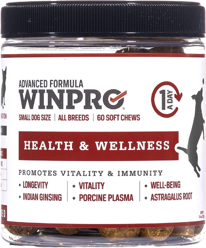 WINPRO Zdravje hišnih živali in wellness žveči za majhne pse, 60 mehkih žvečilcev, powered Plasma, Zrna brez dodatka za majhne pse, ki zagotavljajo vitalnost in imuniteto podporo