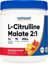 Nutricost L-citrulin malat 2:1 (300g) sadni punch - podpora za vadbo, mišična zmogljivost, obnova dušikovega oksida - dodatek za fitnes, 75 Serving