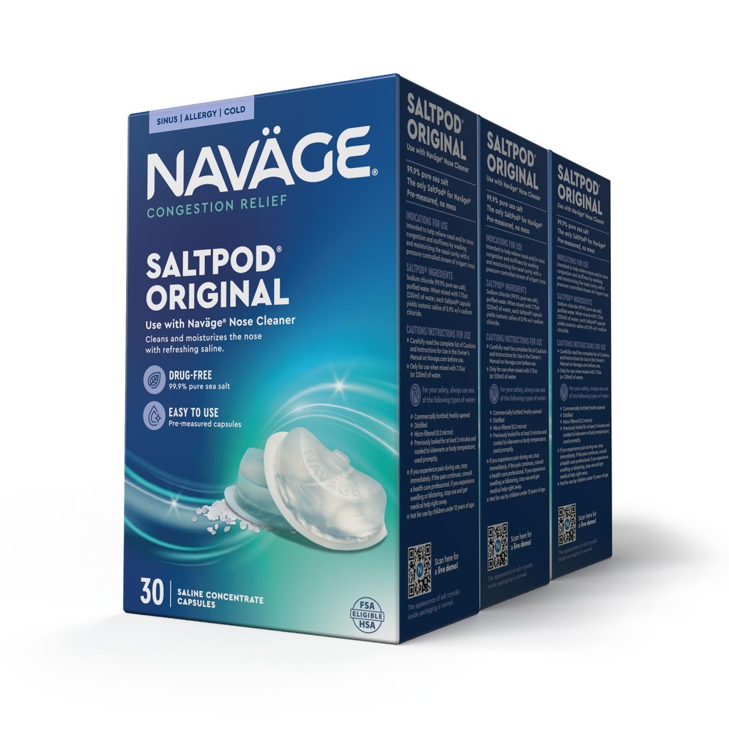 Navage SaltPod Bundle 3 30-Packs (90 SaltPods) - Navage Salt Pod ponovno polni samo - izključno zasnovan za Navage Nasal namakanje sistem - Sinus Rinse in Saline Pods za hitro in blažilno olajšavo