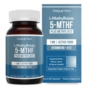 L Metil Folate 1000 μg Plus metil B12 Cofactor – Active 5-MTHF Form - podpira Mood, Metilation, Kognition – visoko biološko dostopne bioaktivne oblike vitamina B9 & B12 (60 kapsul – 60 servingov)
