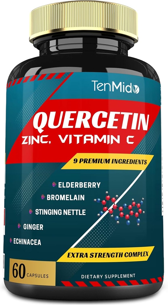 Kapsule iz Quercetin Extract - mešanica Bezgove jagode, bromelain, ingver, kopriva, echinacea, črni poper in več - 60 kapsul, 2 meseca dobave