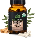 Organic Muscle Tongkat Ali za moške, 500mg - Pure & Potent USDA Eurycoma Longifolia Root Supplement 60 Count – Wild Grown Men's Health Hormone Podpora za moške uspešnosti, Drive & Energizer