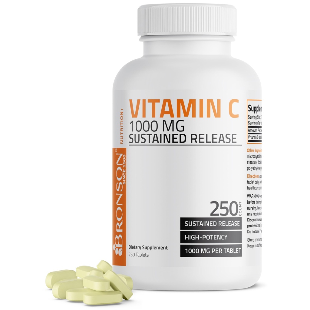 Bronson Vitamin C 1000 mg Premium ne- GMO askorbinska kislina, 250 tablet
