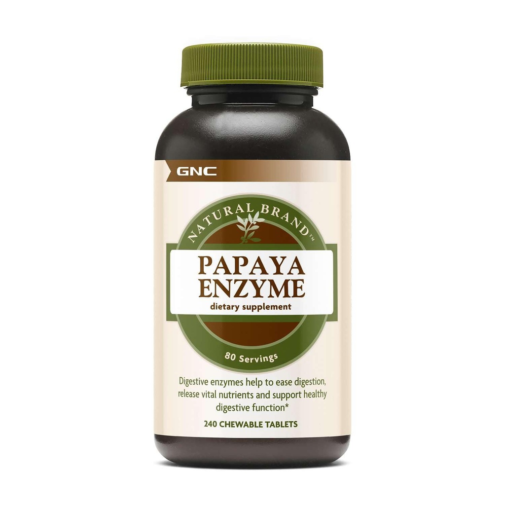 GNC Natural Brand Papaya Enzymes, Podpira zdravo Prebavne funkcije, 240 Tablete