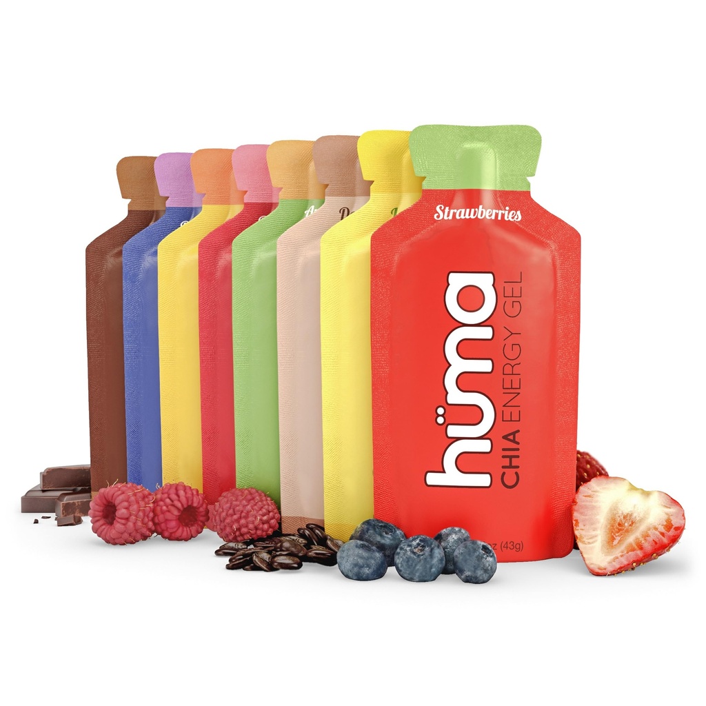 Huma Chia Energy Gel, Variety 12 Pack - Želodec prijazno, Real Food Energy Gels za vzdržljivostno vadbo