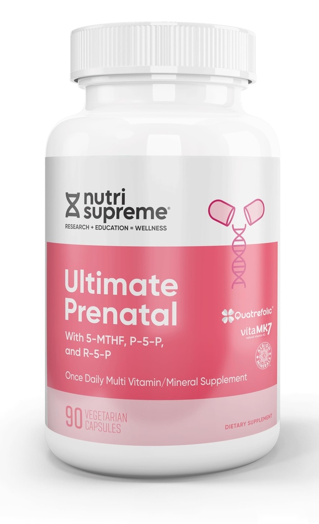 Nutri Supreme Prenatal Vitamin, Prenatal Vitamini Dopolnilo za ženske z visoko Absorbljivi metil Folat, En na dan Prednatalni multivitamin z železom, Košir, Kapsule, 90 Število