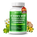 ST John's Wort 14-v-1 naravna mešanica z Rhodiola Ashwagandha Kamilica sveti Basil L-Theanine Valerian Pasijonka - 150 Count - Made & Tested v ZDA