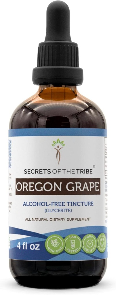 Skrivnosti tekočega ekstrakta brez alkohola iz rodu Oregon, odgovornega gojenega oregonskega grozdja (Mahonia aquifolium), posušenega korena (4 FL OZ)
