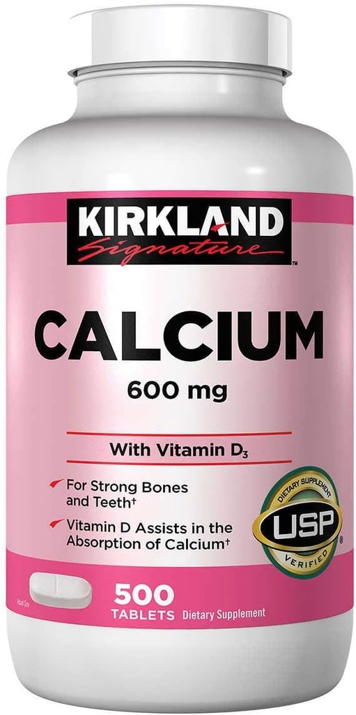 Kirkland signature Calcium 600 mg z vitaminom D3, 500 tabletami (4 pakiranja)