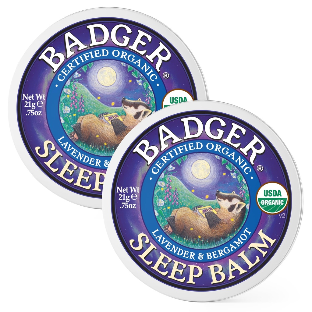 Jazbec Balzam za spanje, organsko eterično olje Aromaterapija Naravni balzam za spanje za odrasle in otroke, Sprostitev in pomiritev sivke & Bergamot naravna podpora za spanje, .75 oz Tin, 2-Pack