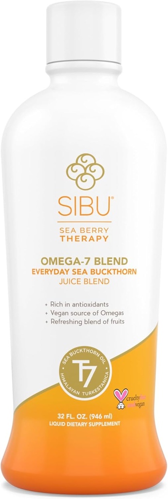 sadni sok iz sibuja iz čokolade - Omega 7 Sea Buckthorn Purée v mešanici z zdravim sadnim sokom - Potent Omega 7 dodatek, 32 Ounces