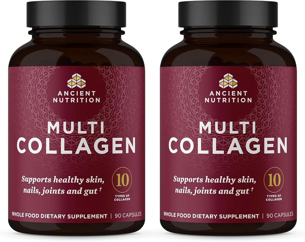 Ancient Nutrition Kolagen Peptides Kapsule dopolnilo, Hidrolizirane tablete Colagen za ženske in moške, Podpira zdrave kože in nohte, Gut zdravje in skupno podporo, Shrink-Wrapped 90 Count Bundle (2 paket)