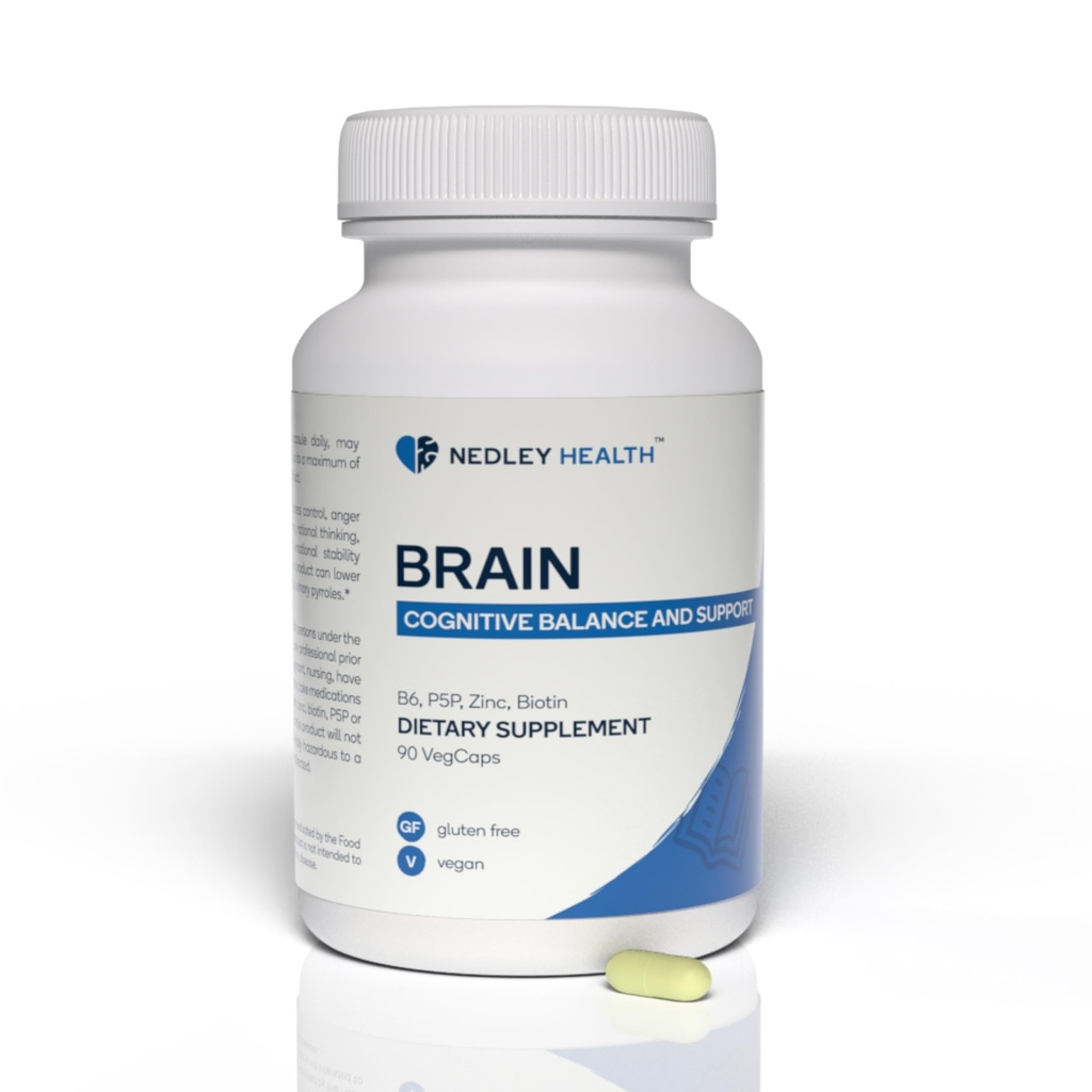 Brain - uravnoteženi nevrotransmiter podpora dodatek - cink, B6, Biotin za kognitivne funkcije - 90 Veggie kapsule (Brain)