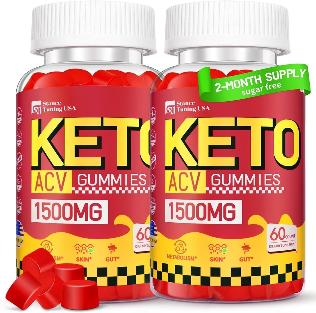 Keto ACV Gumies - 1500MG ACV Keto Gumies za ženske - Jabolčni kis z mamo, probiotiki, vitamini B6 B12 za Gut Prebava - Vegan & Non-GMO, 2 paket